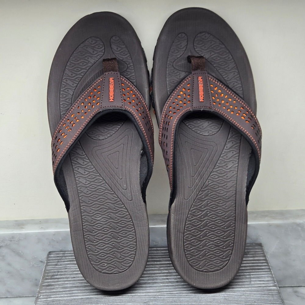 Hobibear Flip Flop Sandals Mens Size US 12 EU 46 Brown Orange Comfort Slip On
